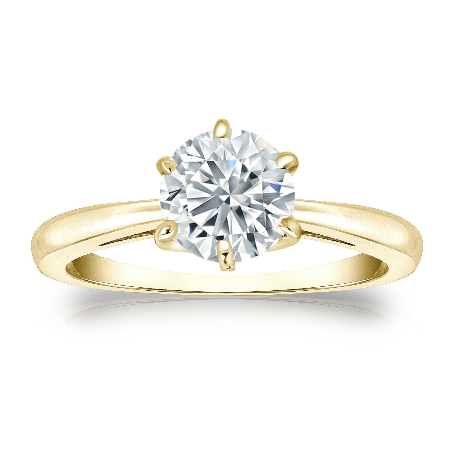 Round Diamond 6 Prong Cathedral Solitaire Engagement Ring