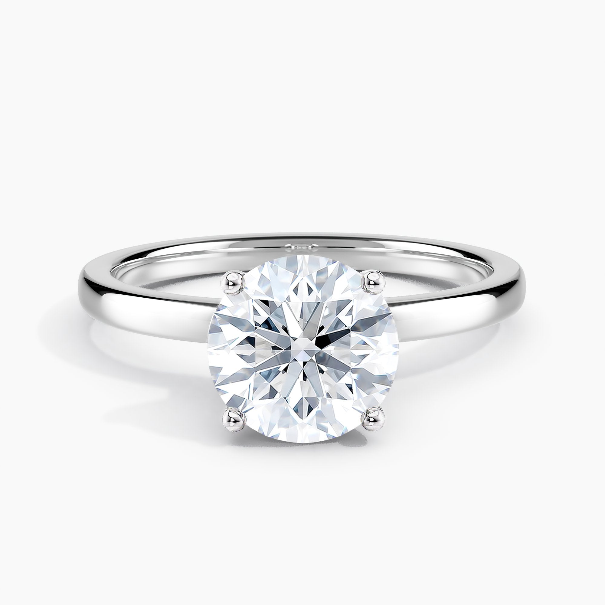 Round Diamond Ribbon Hidden Halo Solitaire Engagement Ring