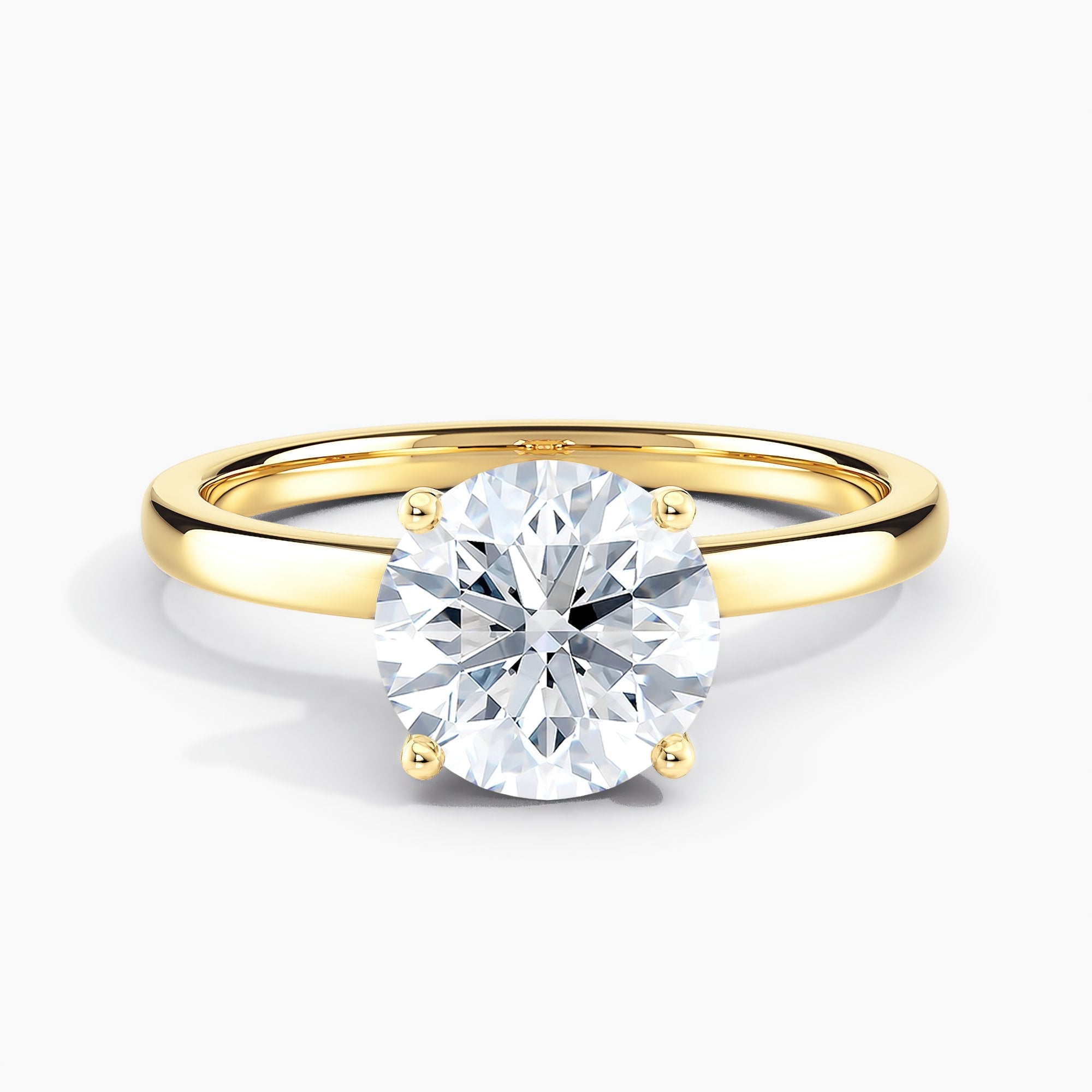 Round Diamond Ribbon Hidden Halo Solitaire Engagement Ring