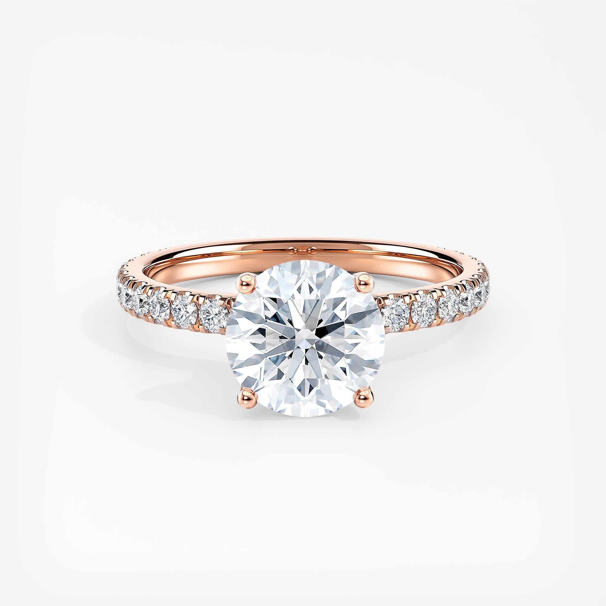 Round Diamond Ribbon Hidden Halo Engagement Ring