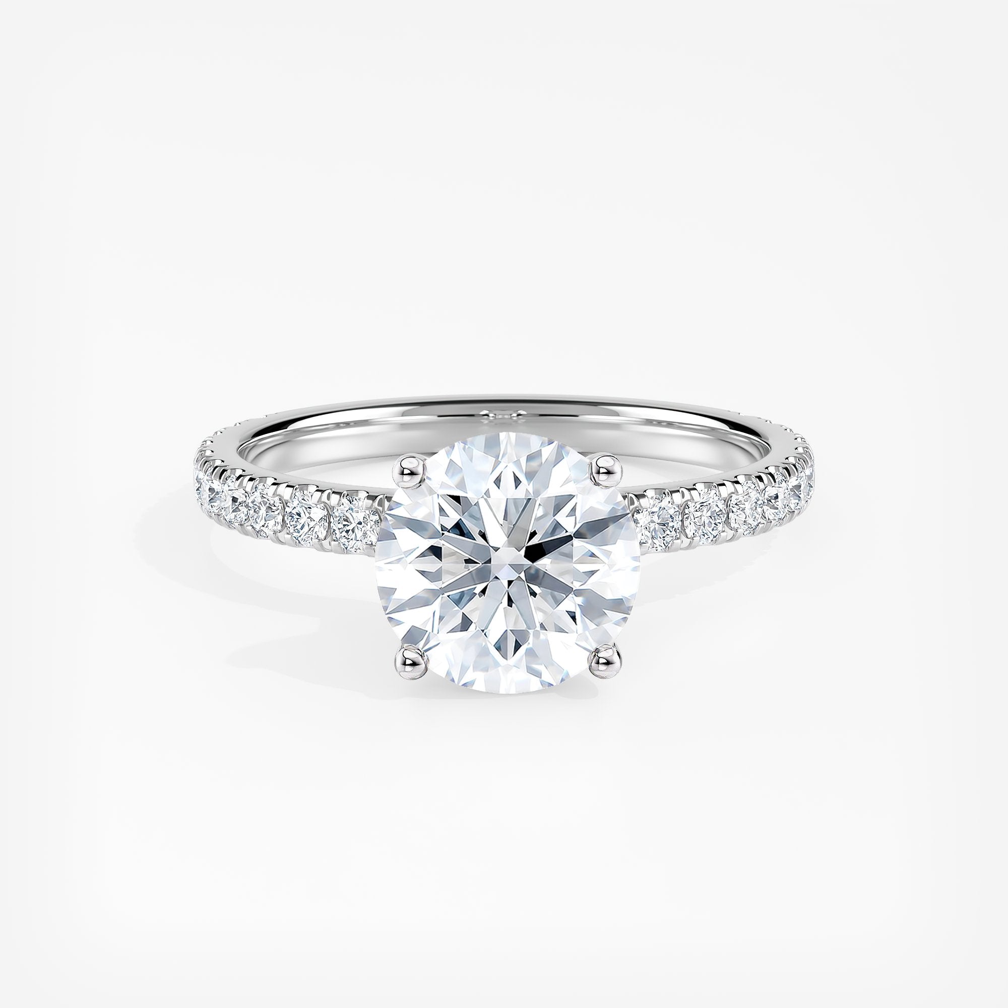 Round Diamond Ribbon Hidden Halo Engagement Ring