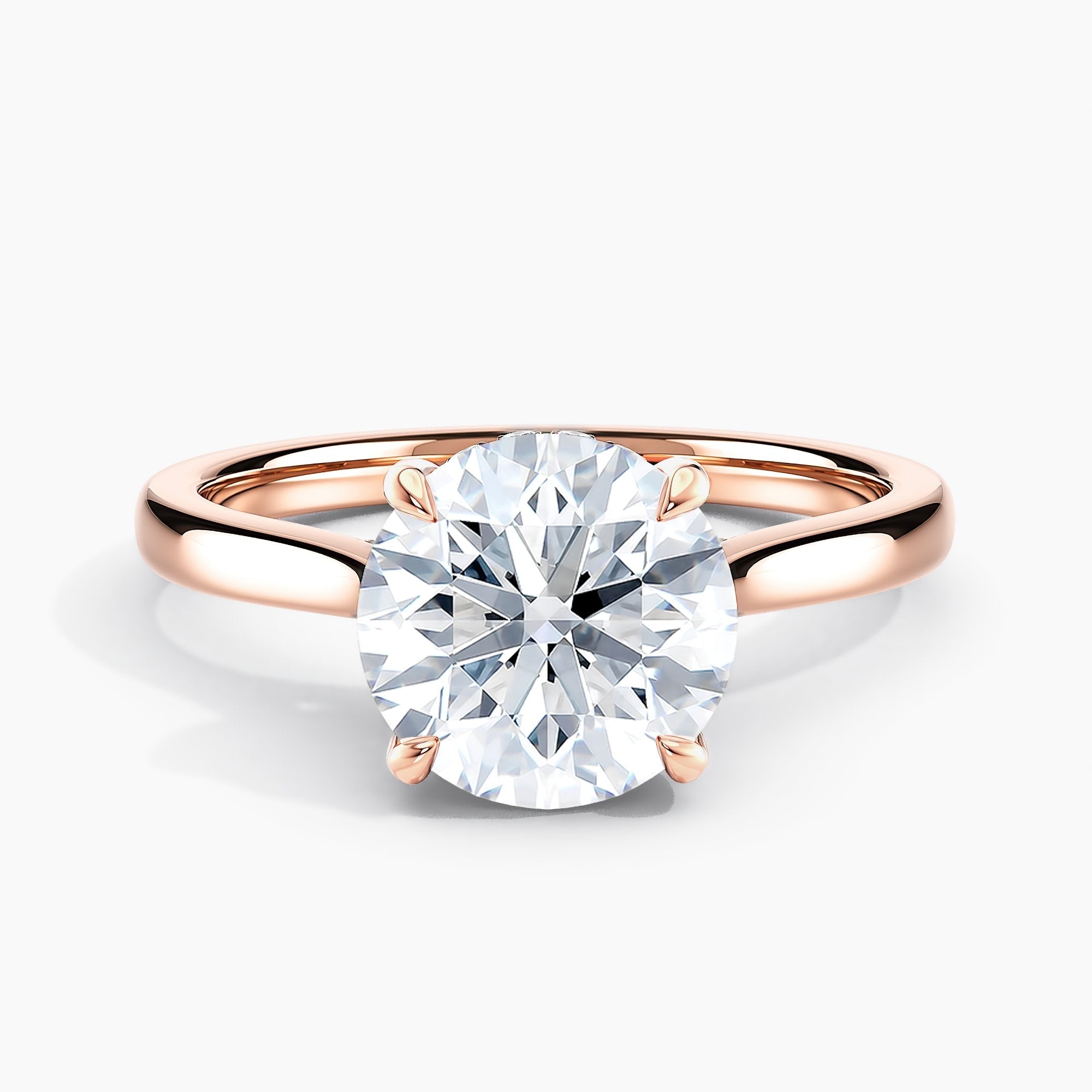 Round Diamond Hidden Halo Solitaire Engagement Ring