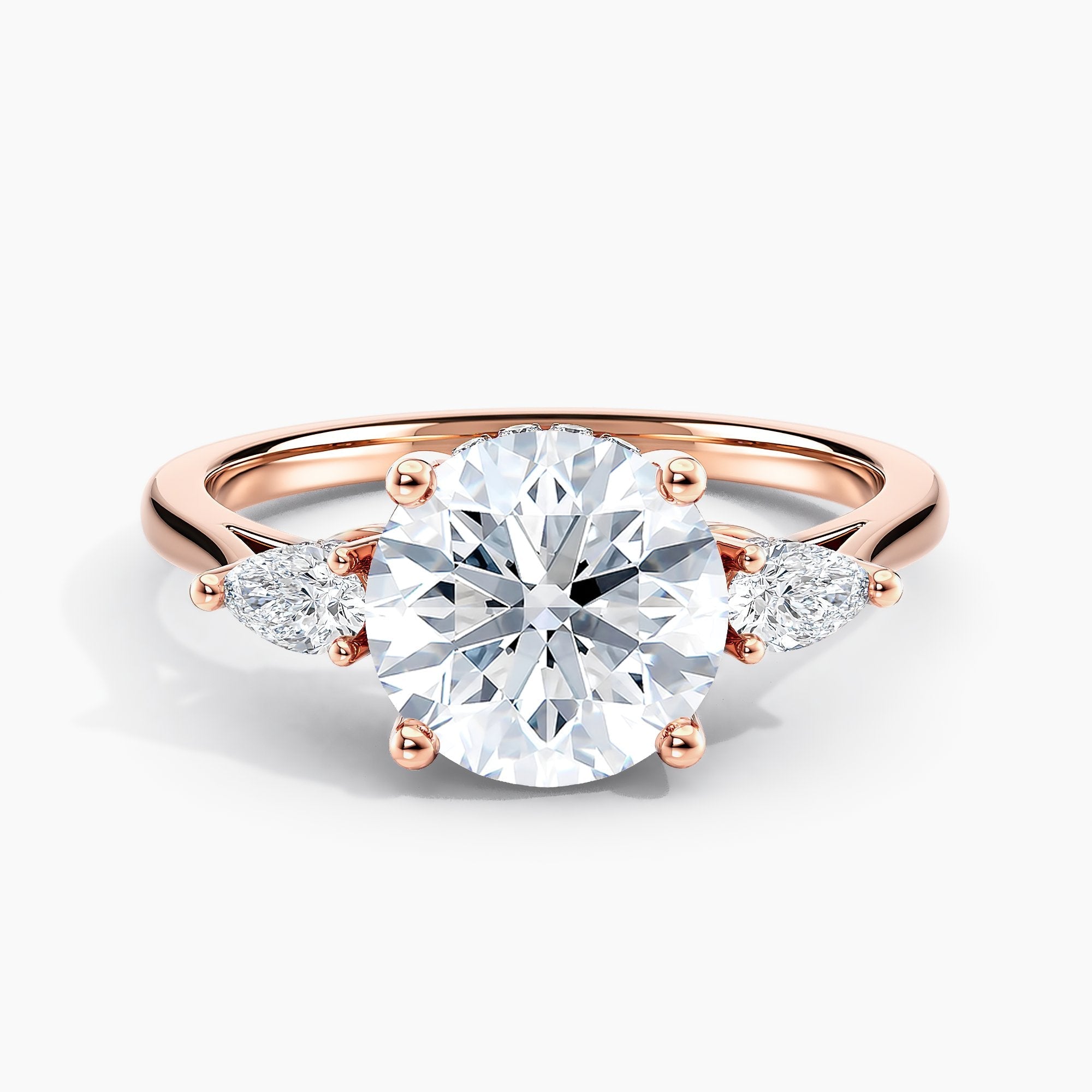Round Diamond Engagement Ring With Pear Diamond Accents
