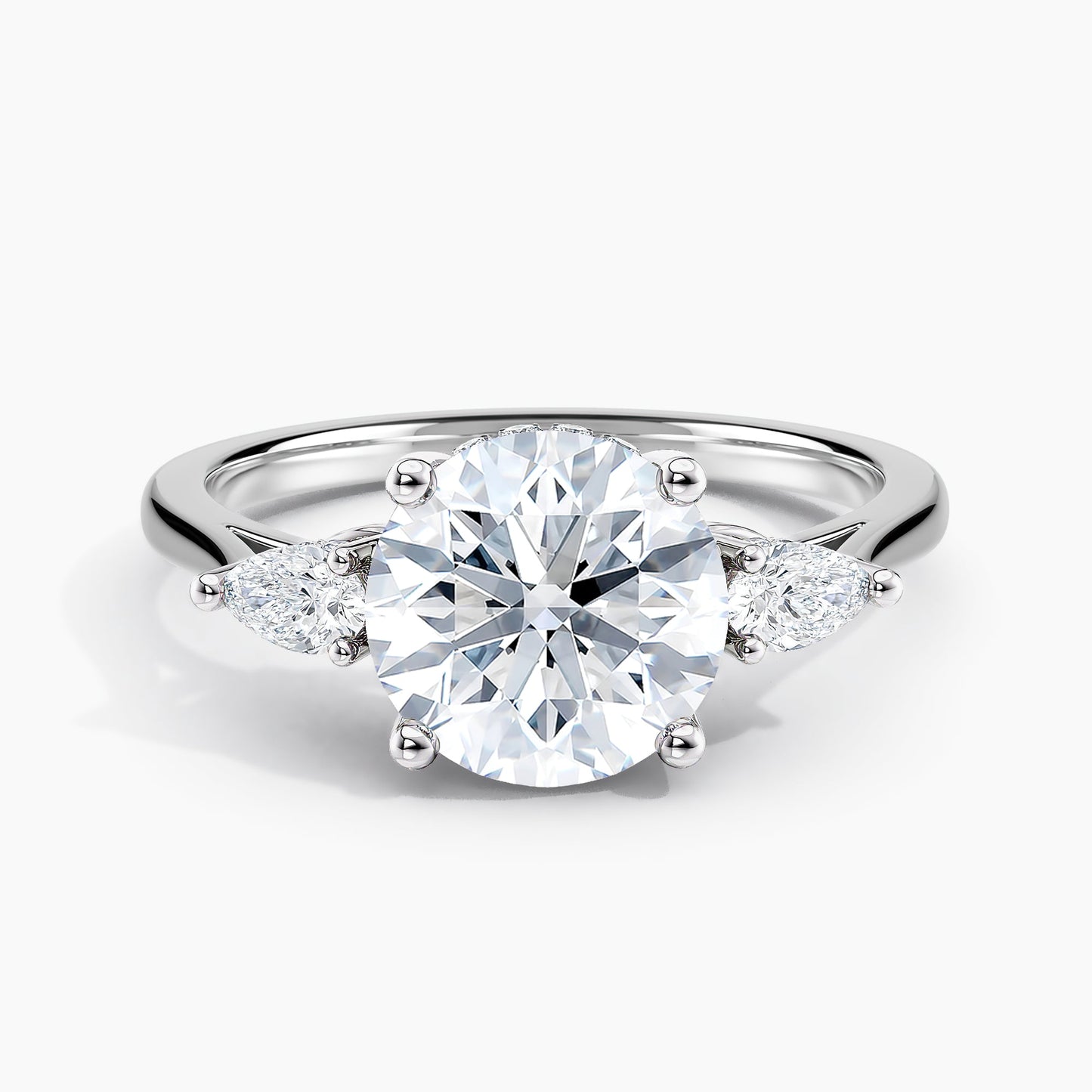 Round Diamond Engagement Ring With Pear Diamond Accents