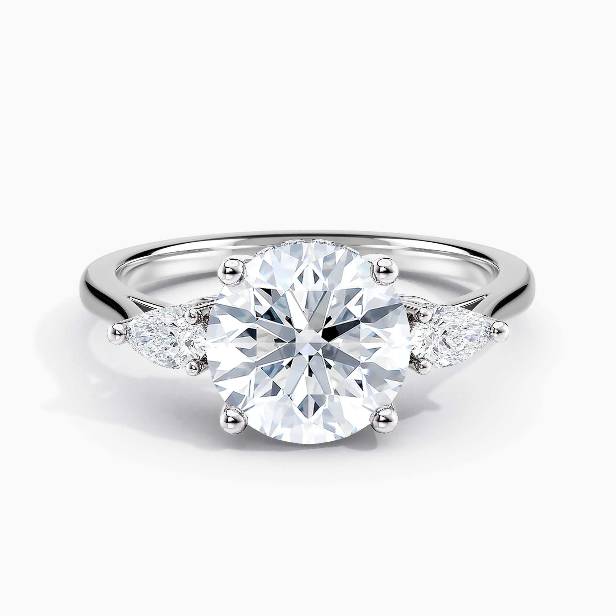 Round Diamond Engagement Ring With Pear Diamond Accents