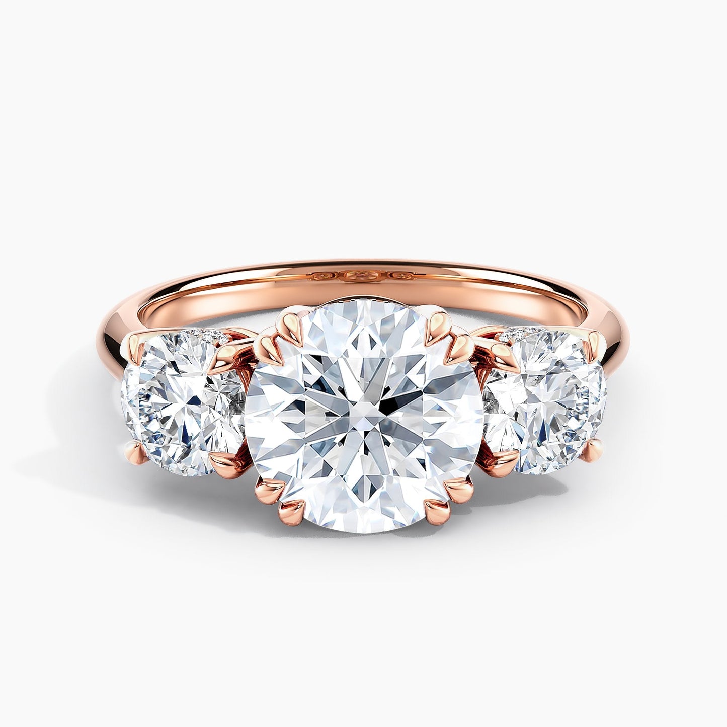 Round Diamond Three Stone Engagement Ring