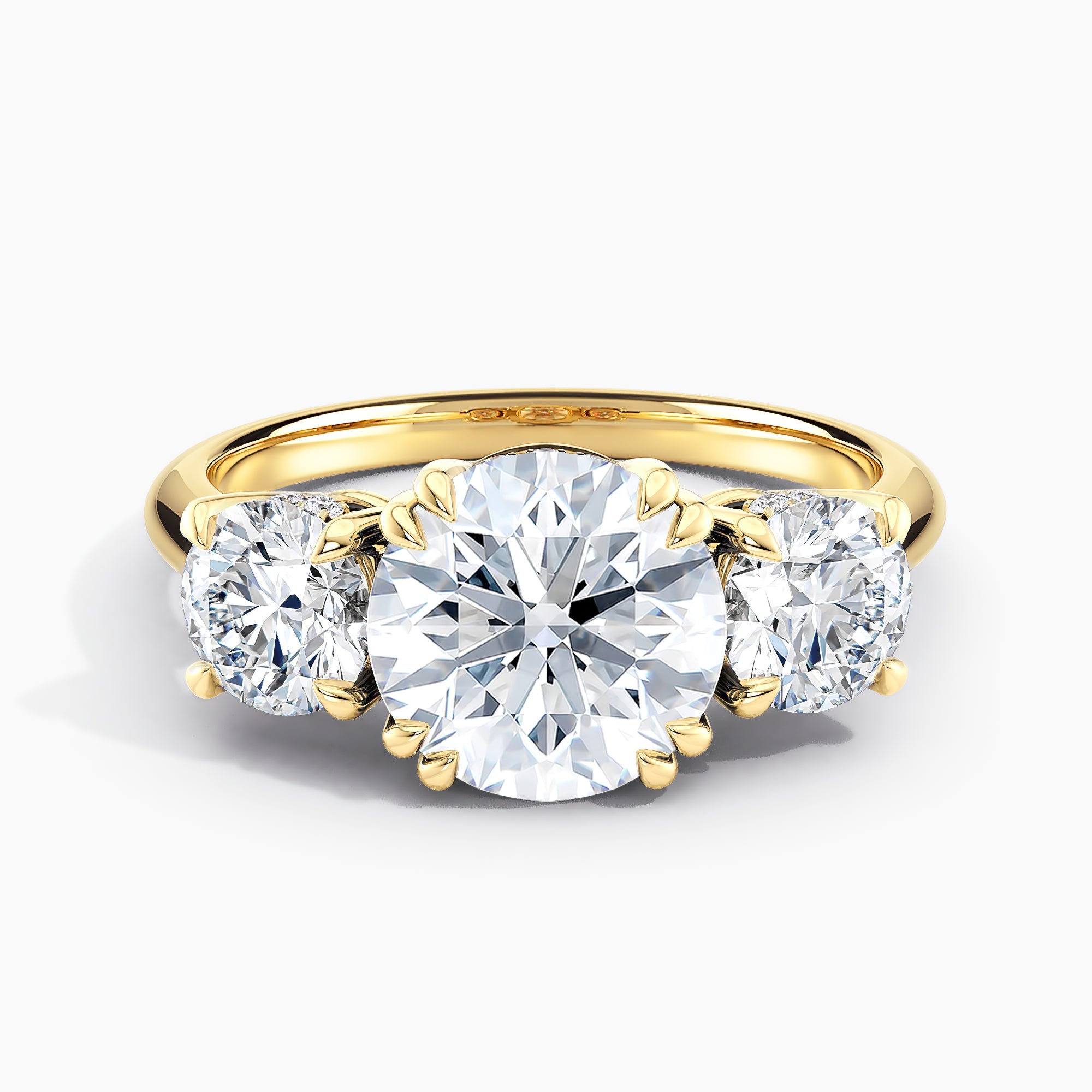 Round Diamond Three Stone Engagement Ring