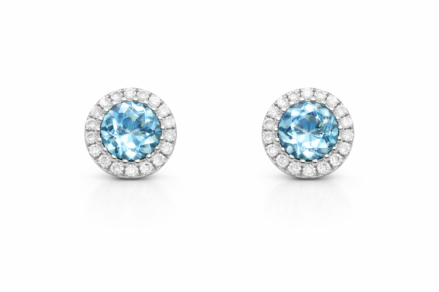 White Gold Aquamarine and Diamond Earrings