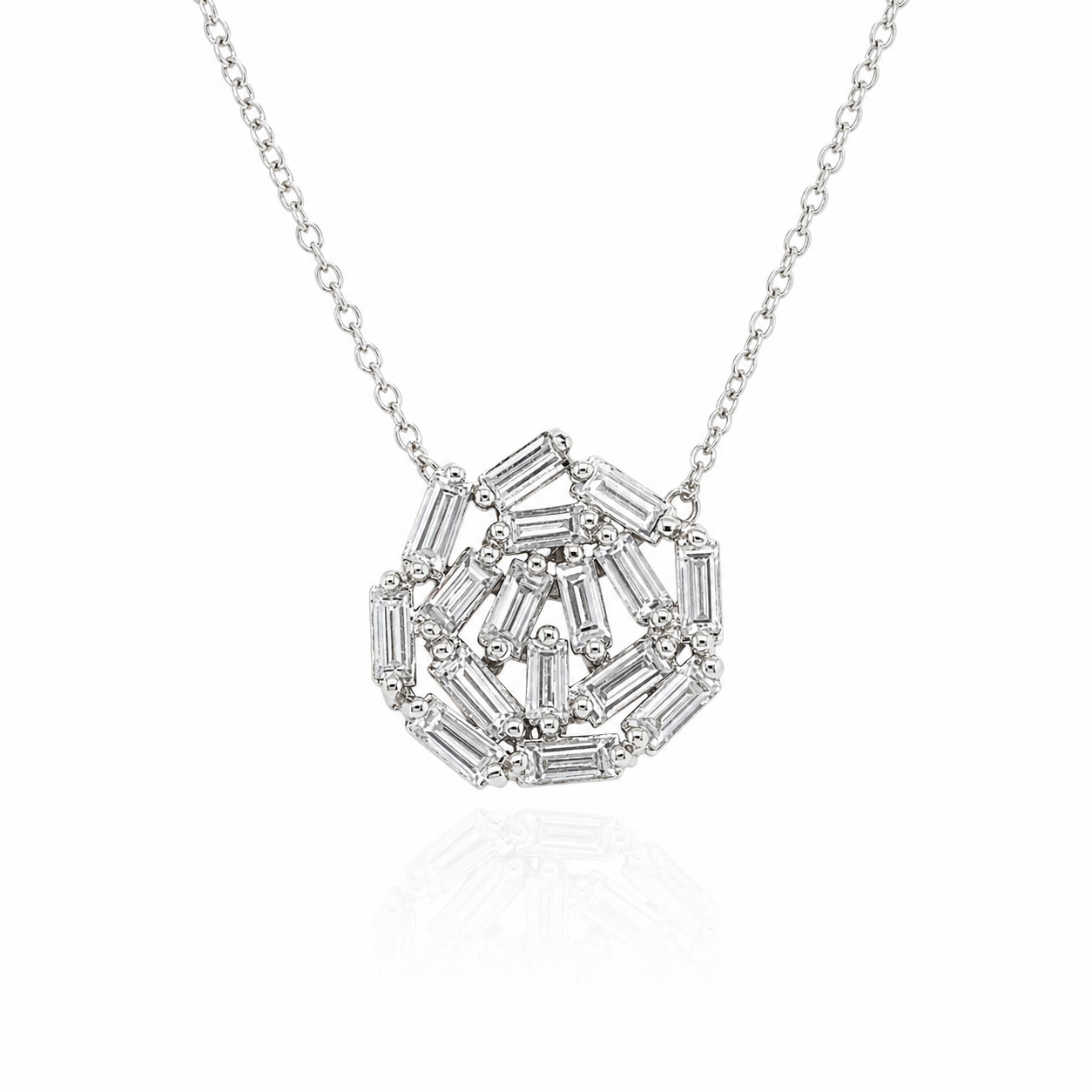 White Gold Baguette Diamond Necklace