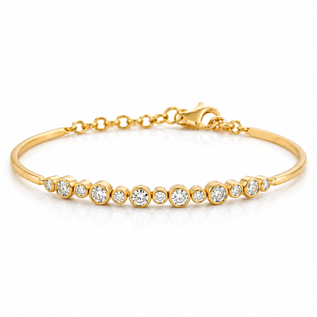 Yellow Gold Bezel Diamond Bar Bracelet