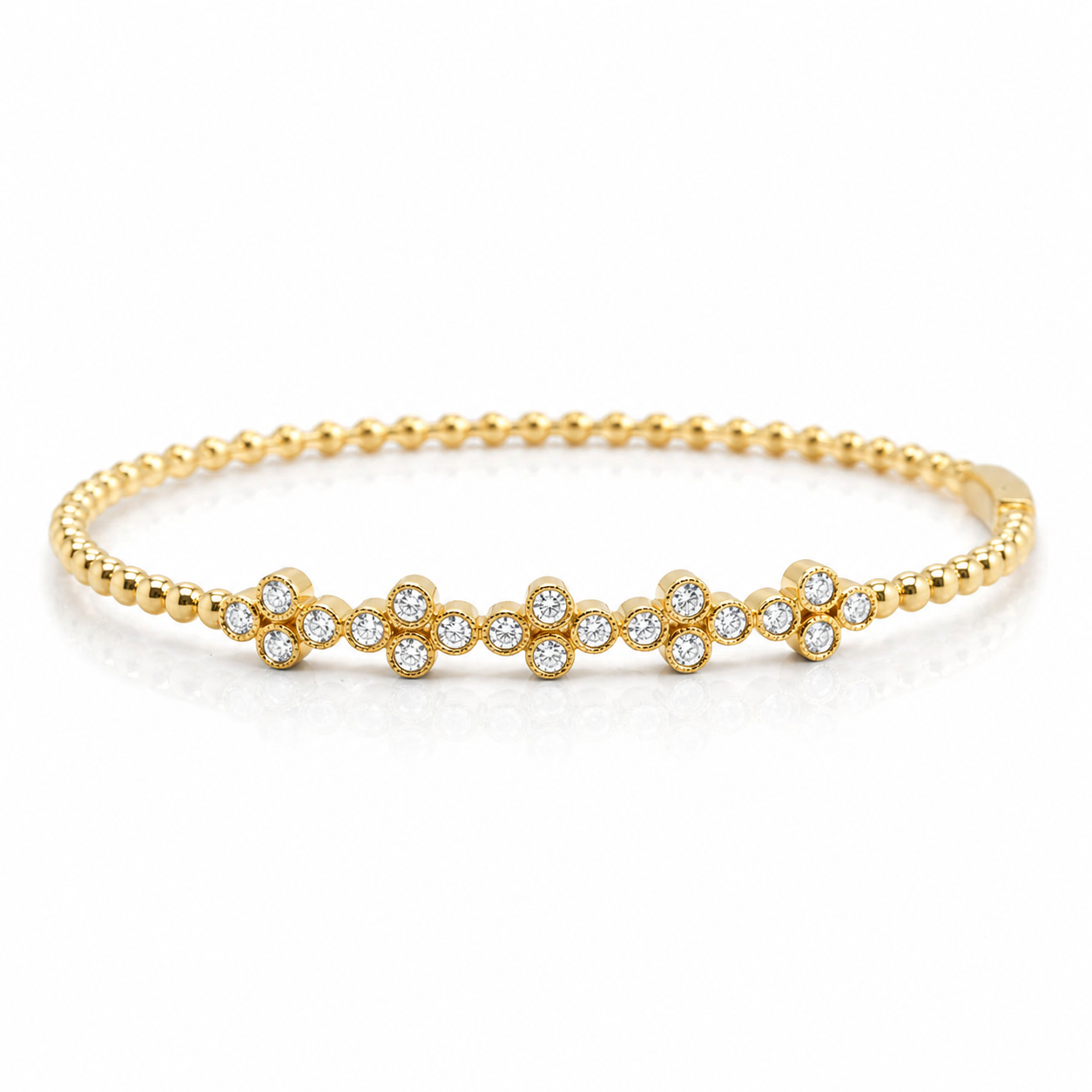 Yellow Gold Diamond Clover Bangle