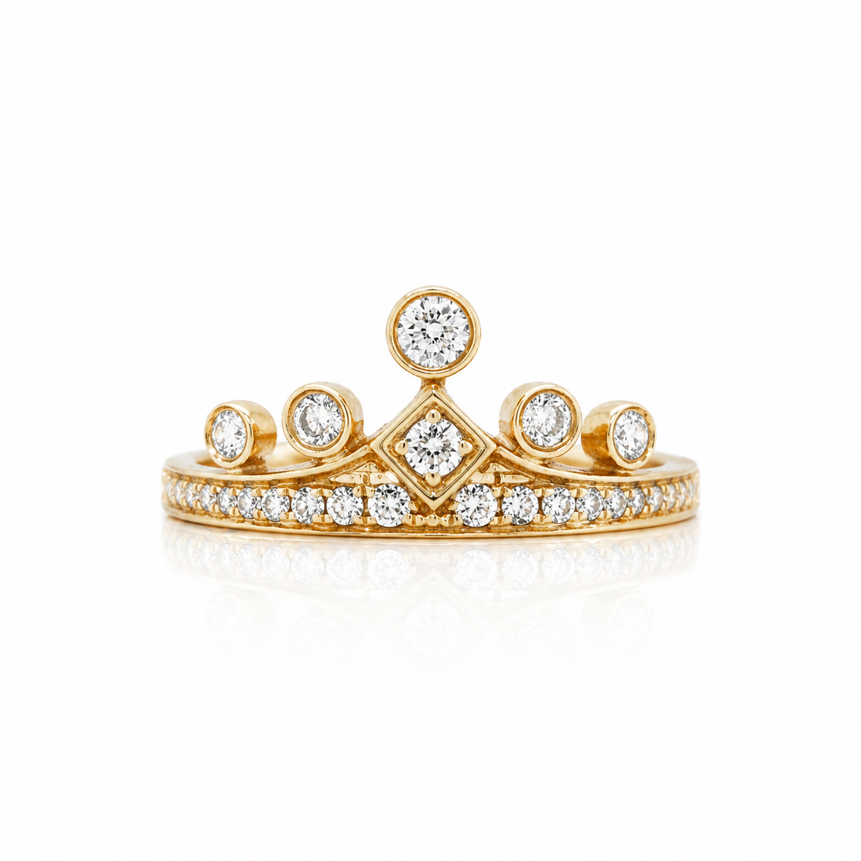 Yellow Gold Diamond Crown Ring