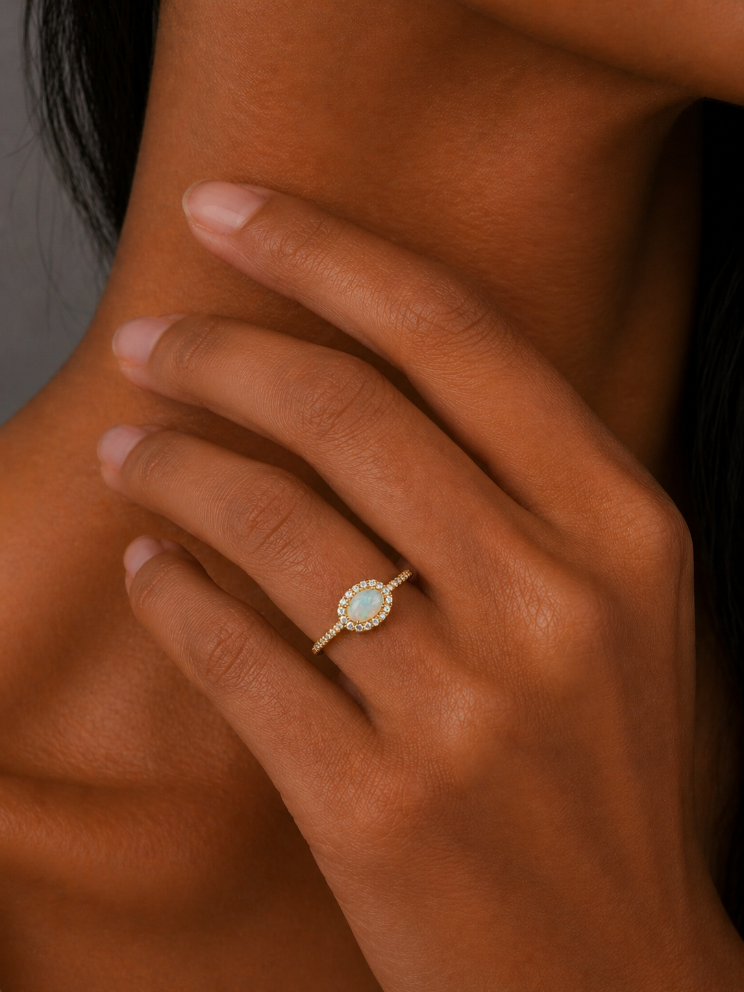 Yellow Gold Opal and Diamond Ring