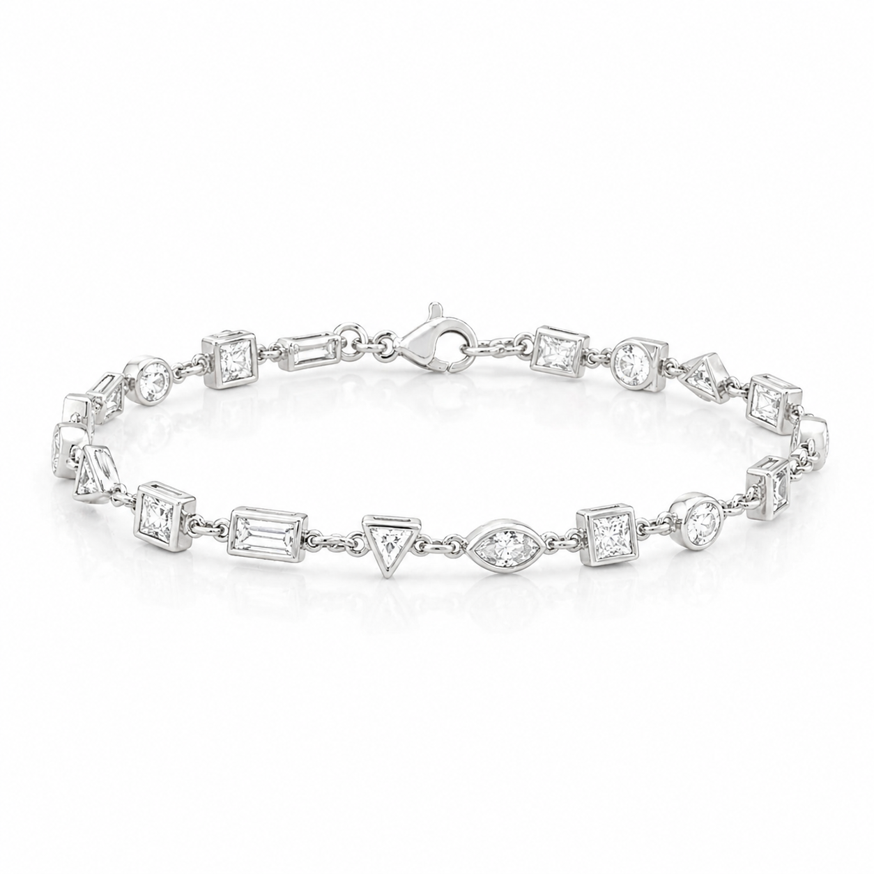 White Gold Fancy Shape Diamond Tennis Bracelet