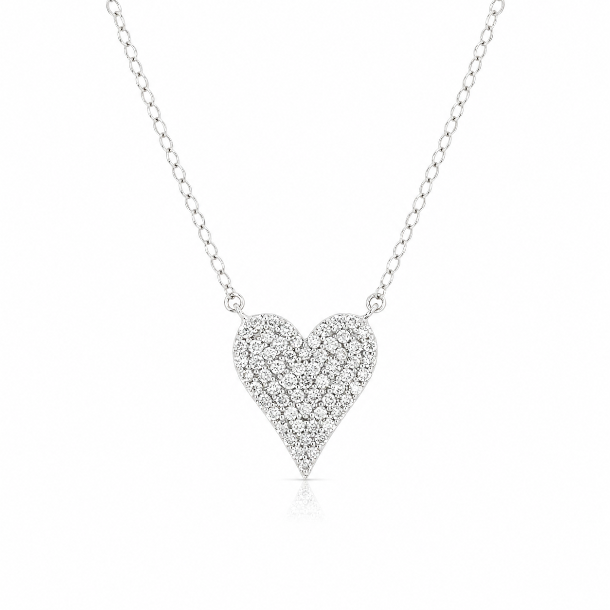 White Gold Pave Diamond Heart Necklace