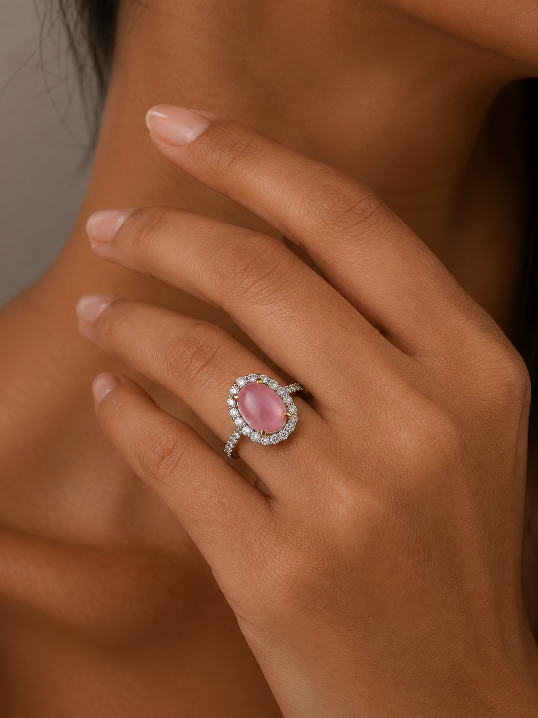 Two Tone Pink Tourmaline and Diamond Ring