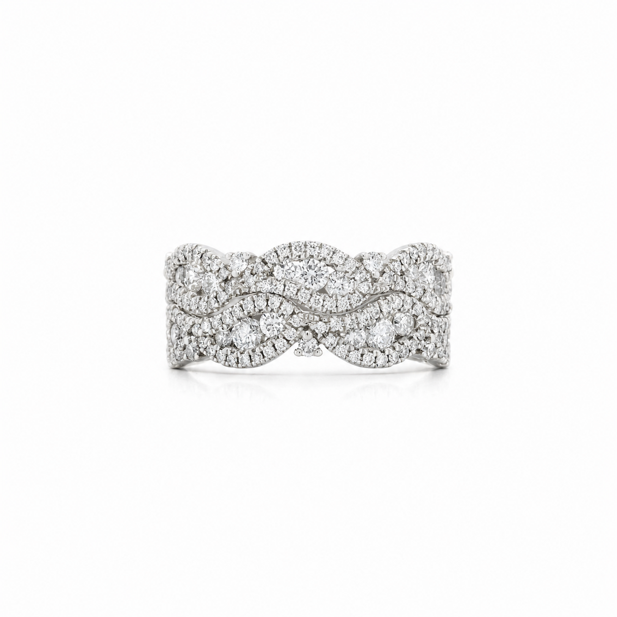 White Gold Pave Diamond Wave Ring