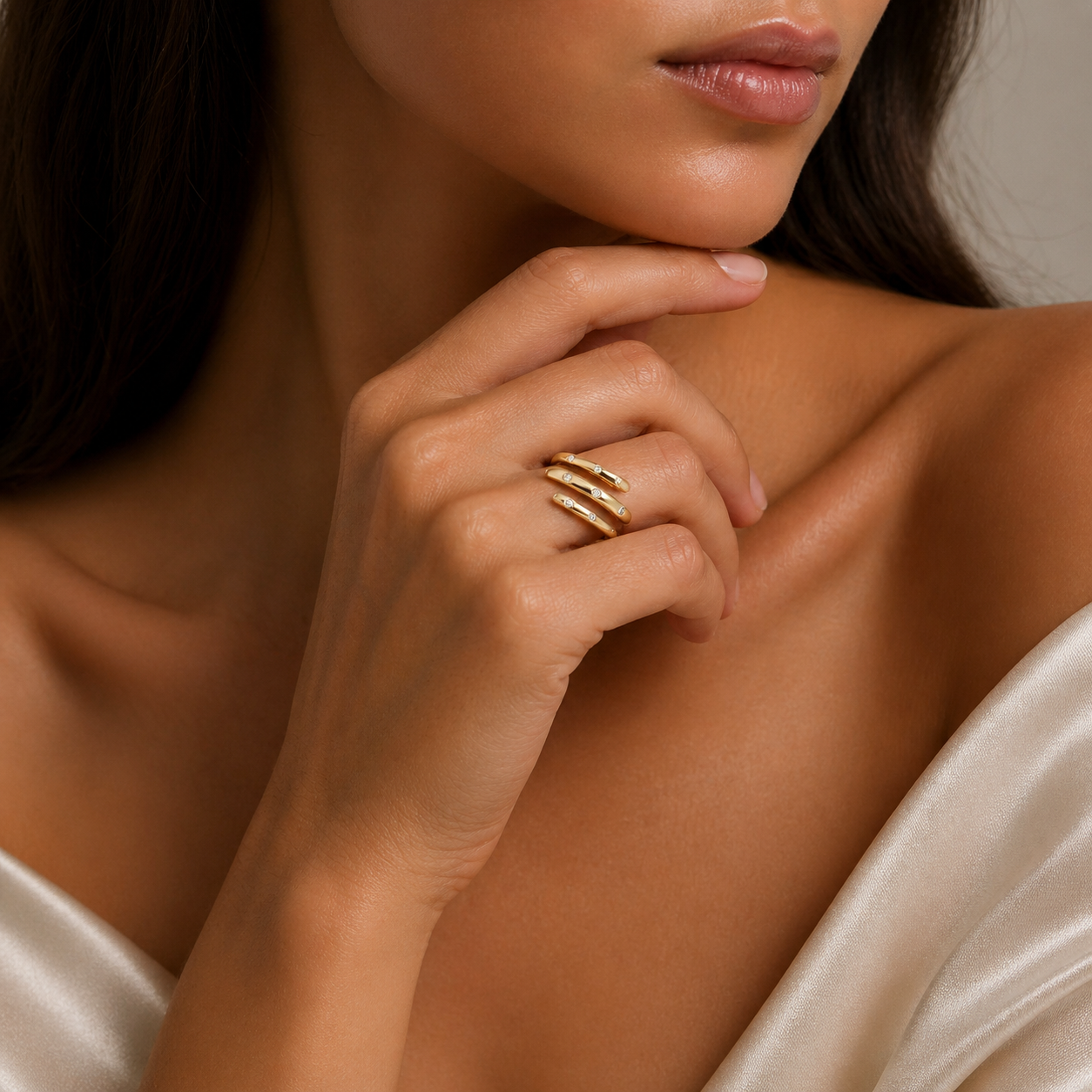 Yellow Gold Diamond Bezel Wrap Ring