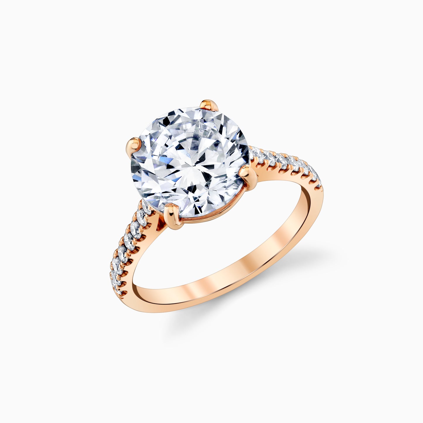 14K Rose Gold Round Diamond Signature Pave Engagement Ring