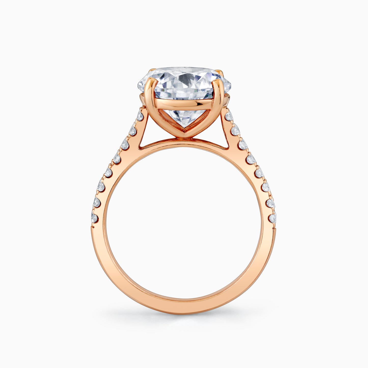 14K Rose Gold Round Diamond Signature Pave Engagement Ring