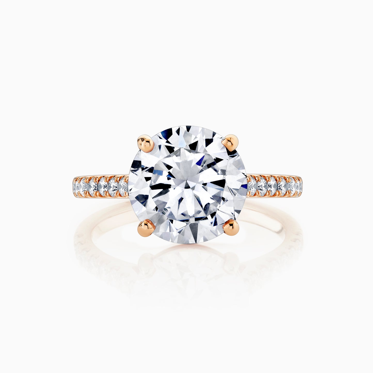 14K Rose Gold Round Diamond Signature Pave Engagement Ring