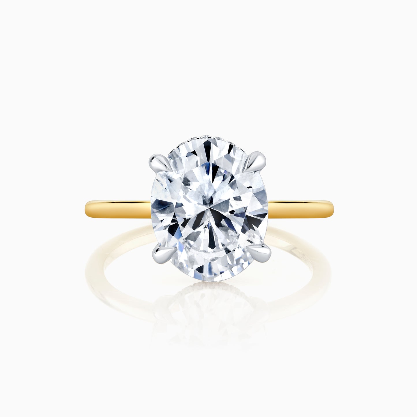 14K Yellow & White Gold Whisper Thin Oval Diamond Hidden Halo Engagement Ring