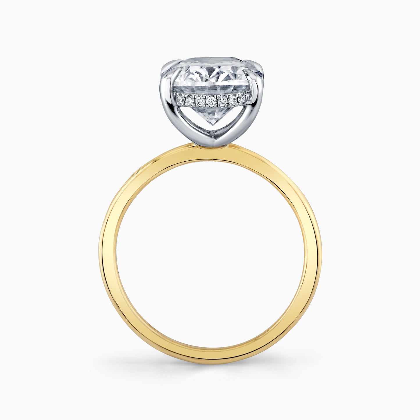 14K Yellow & White Gold Whisper Thin Oval Diamond Hidden Halo Engagement Ring