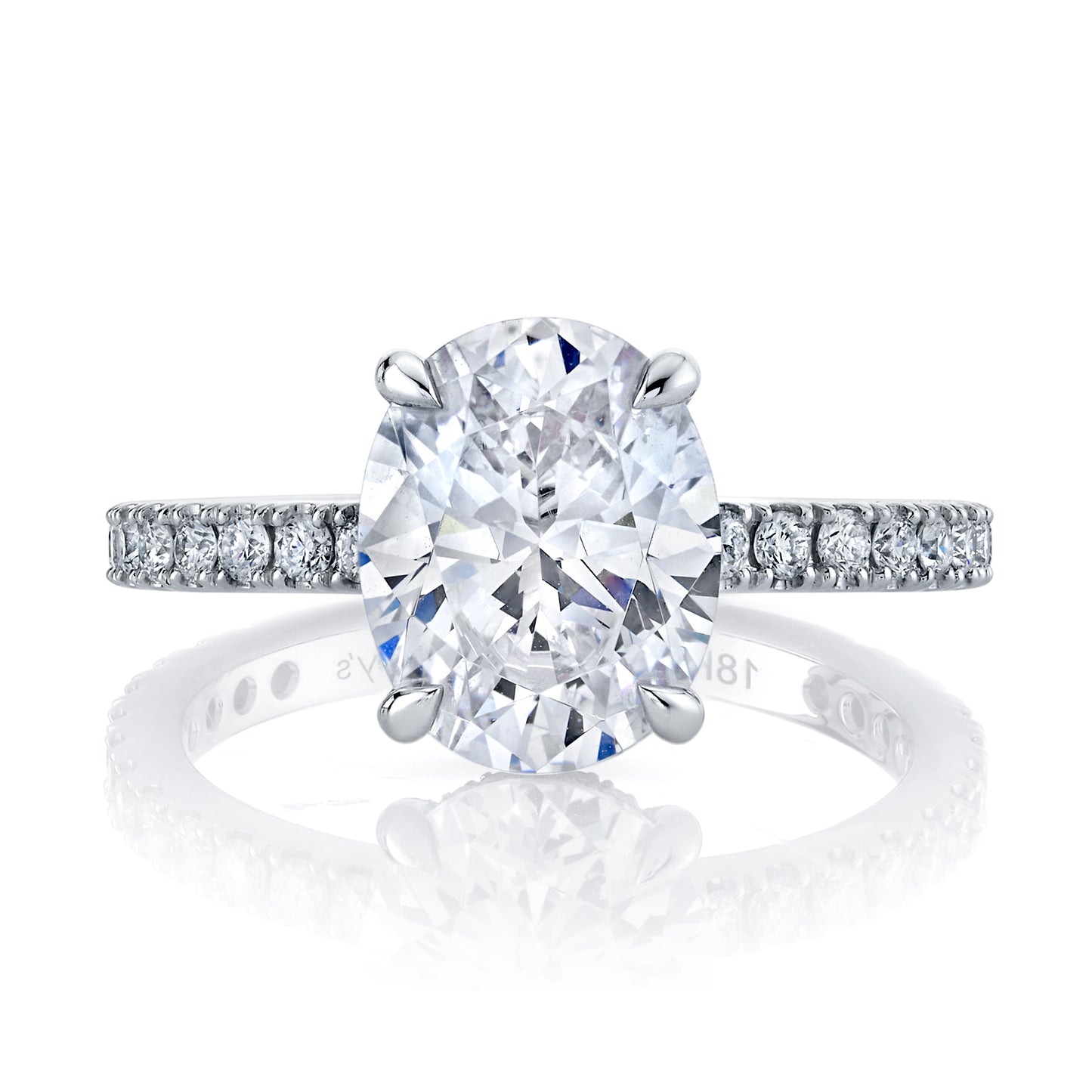 14K White Gold Oval Diamond Hidden Halo Engagement Ring