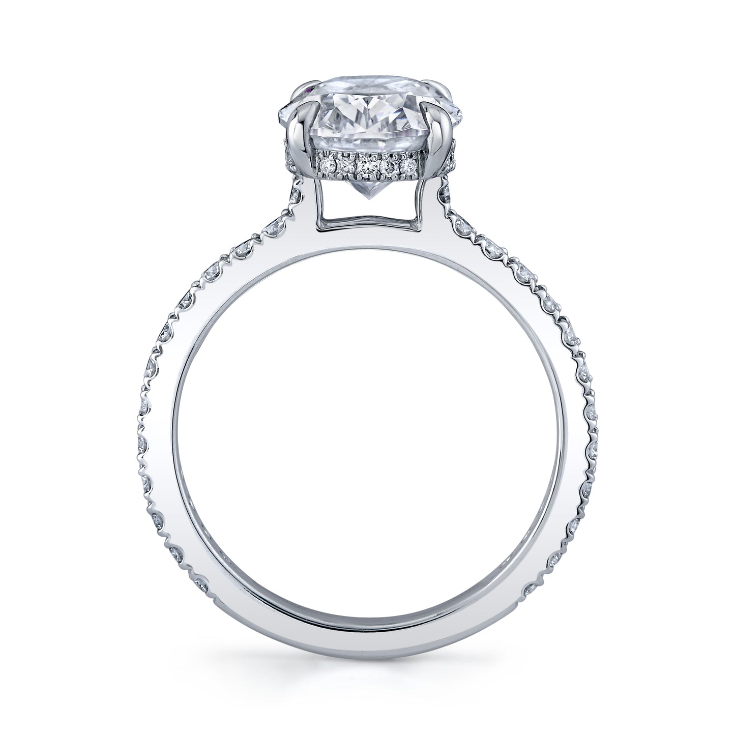 14K White Gold Oval Diamond Hidden Halo Engagement Ring