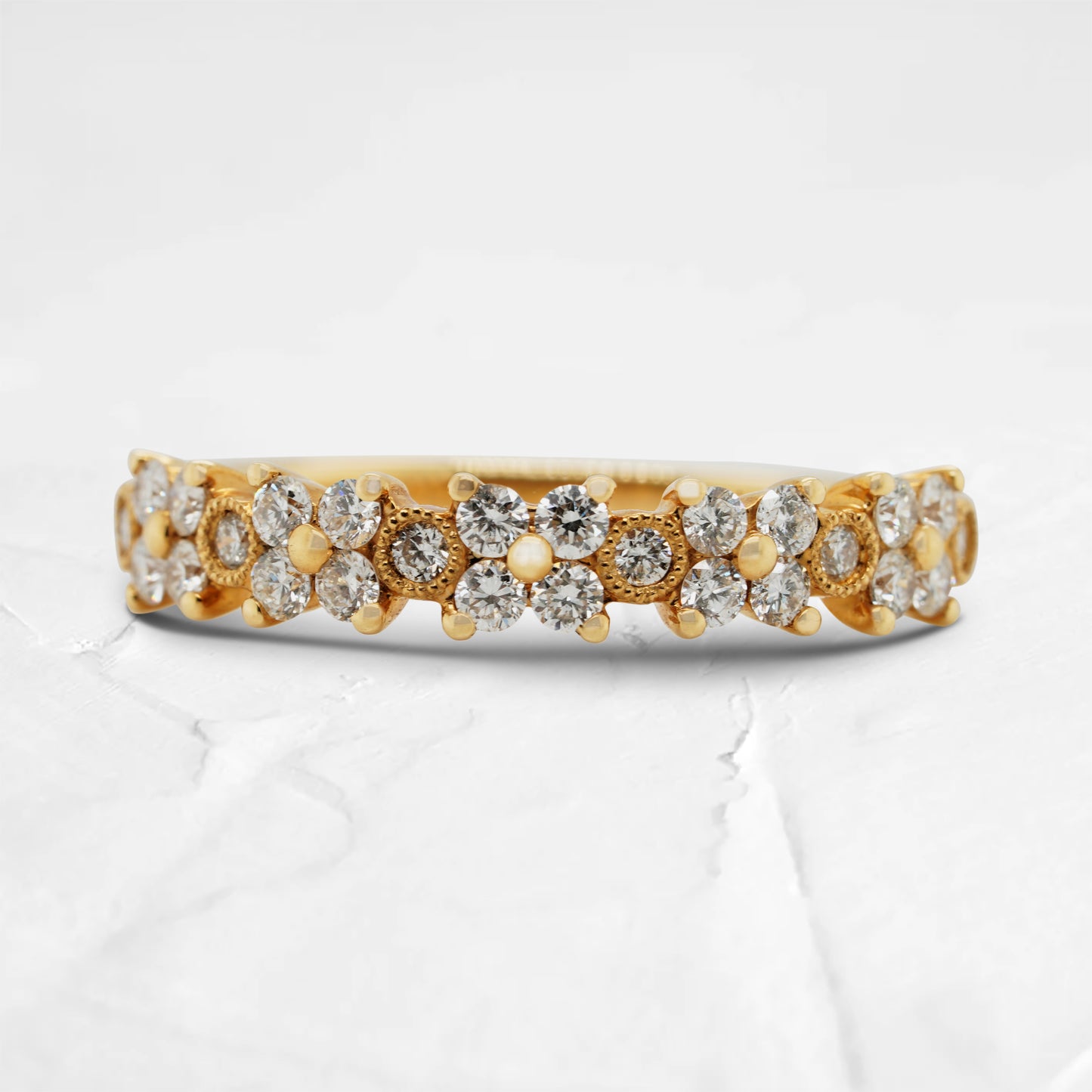 18K Yellow Gold Diamond Floral Inspired Wedding Ring (.43ctw)