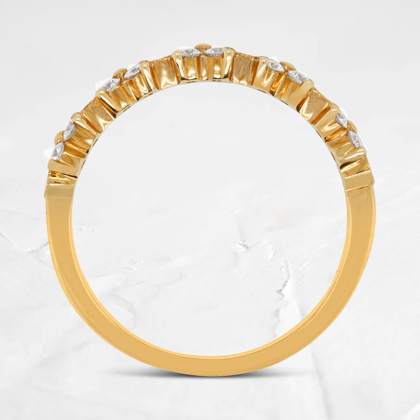 18K Yellow Gold Diamond Floral Inspired Wedding Ring (.43ctw)