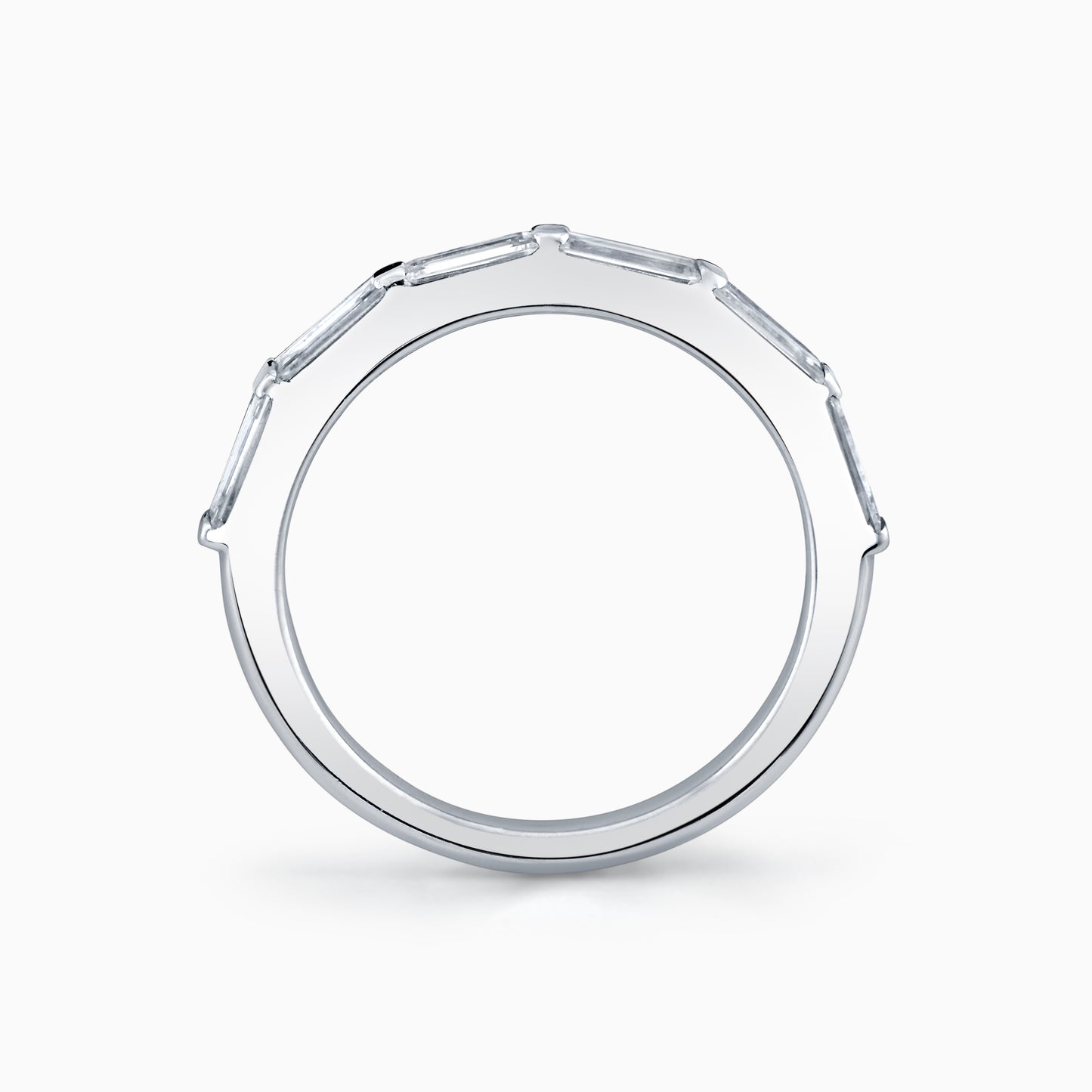 14K White Gold Bar Set Baguette Diamond Ring