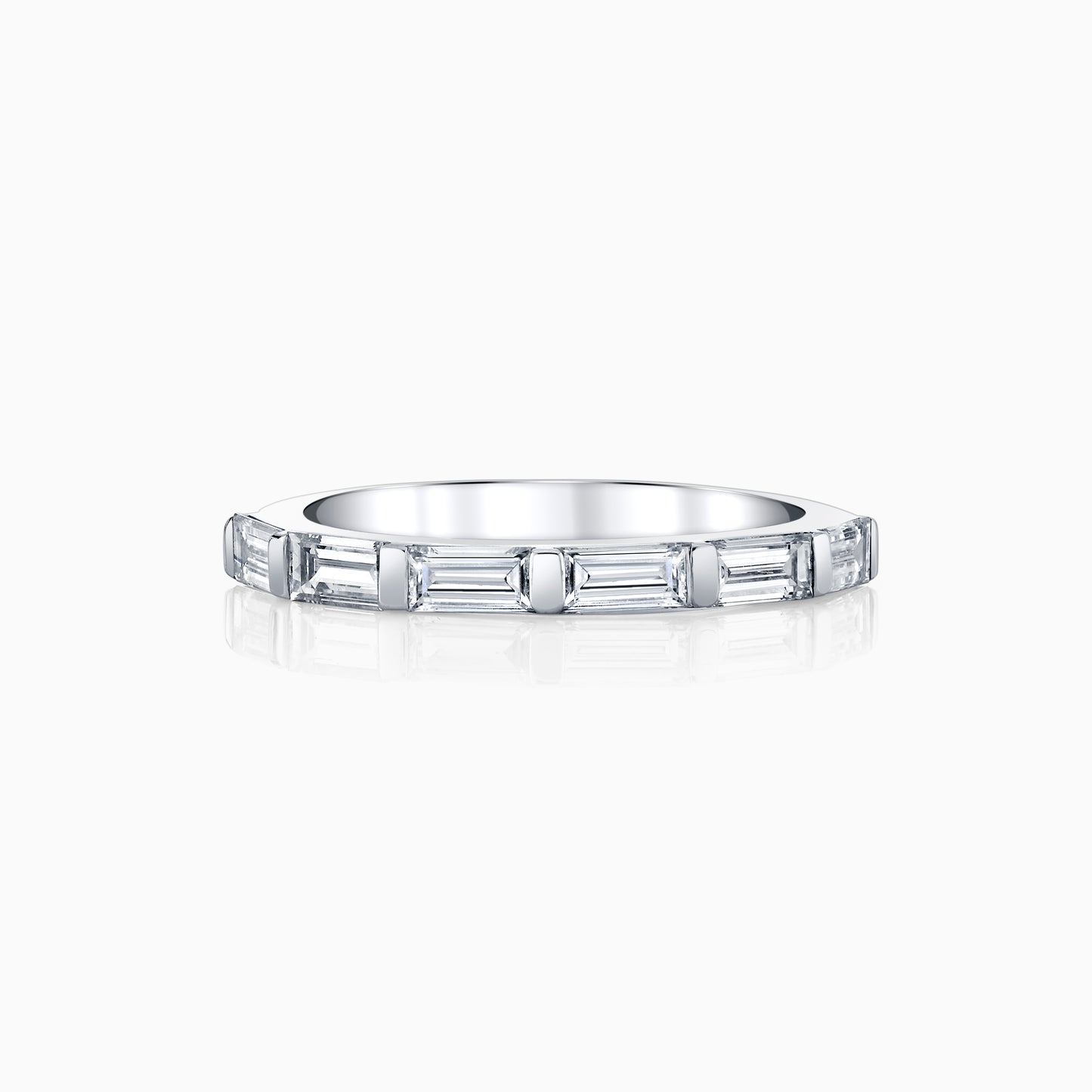 14K White Gold Bar Set Baguette Diamond Ring