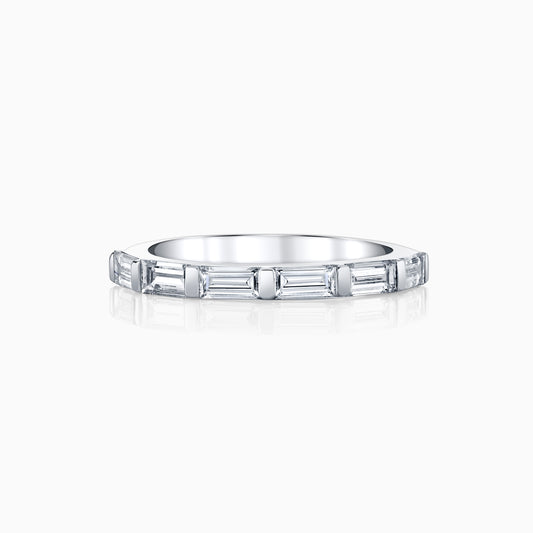 14K White Gold Bar Set Baguette Diamond Ring