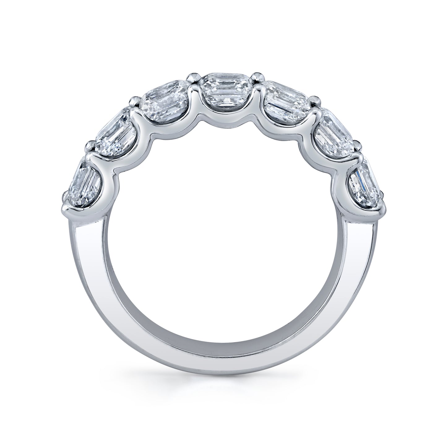 14K White Gold Asscher Cut U Prong Wedding Ring