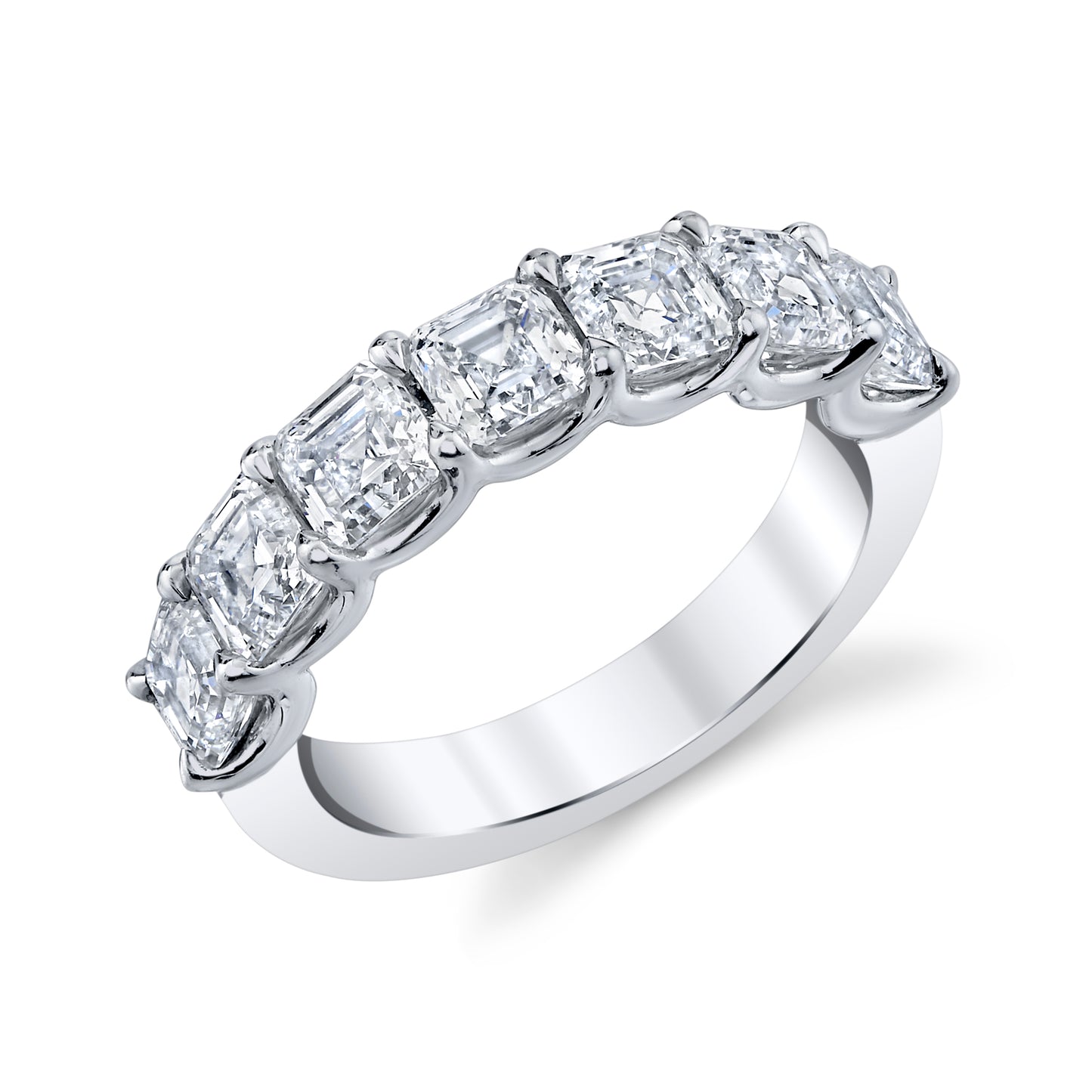 14K White Gold Asscher Cut U Prong Wedding Ring