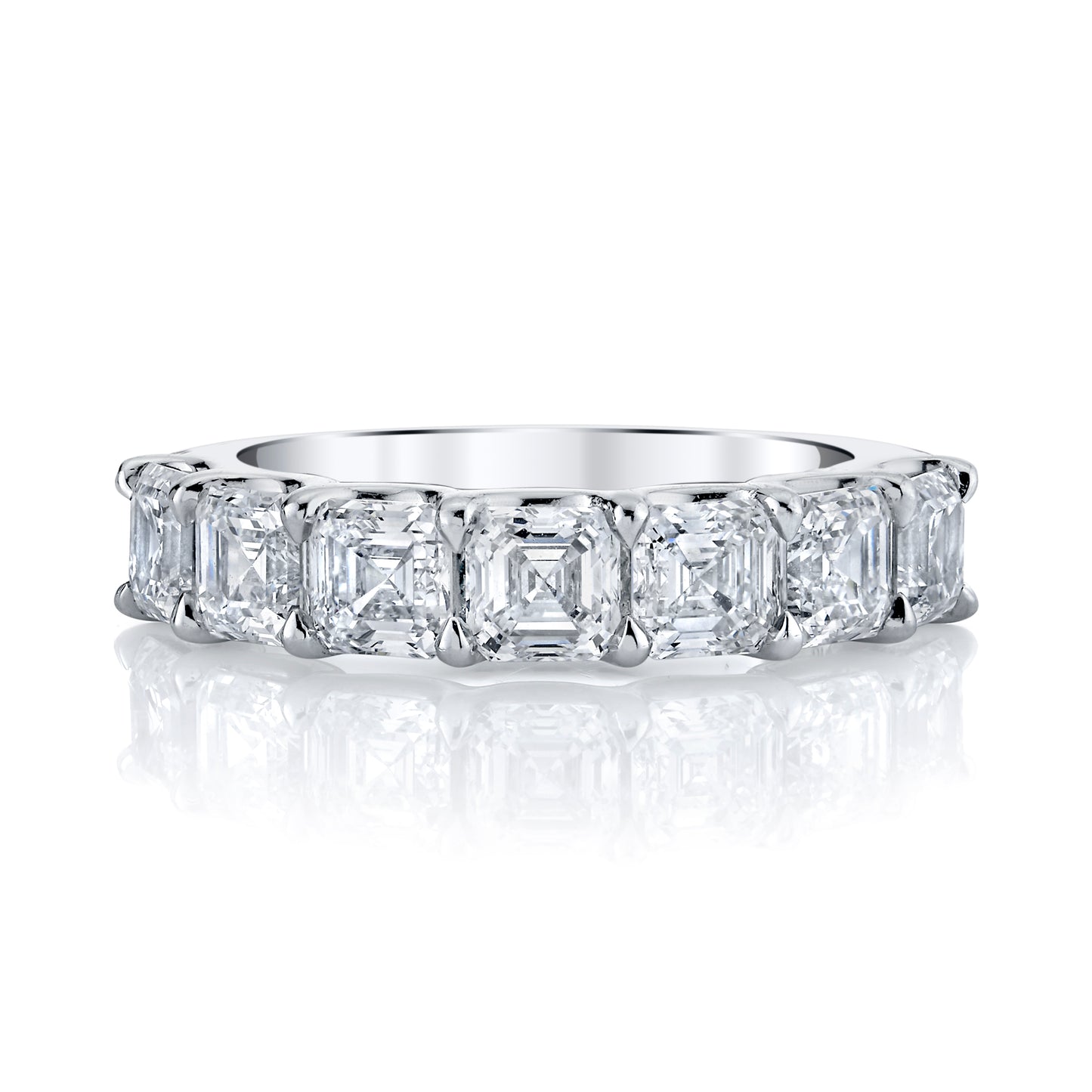 14K White Gold Asscher Cut U Prong Wedding Ring