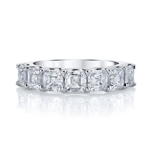 14K White Gold Asscher Cut U Prong Wedding Ring
