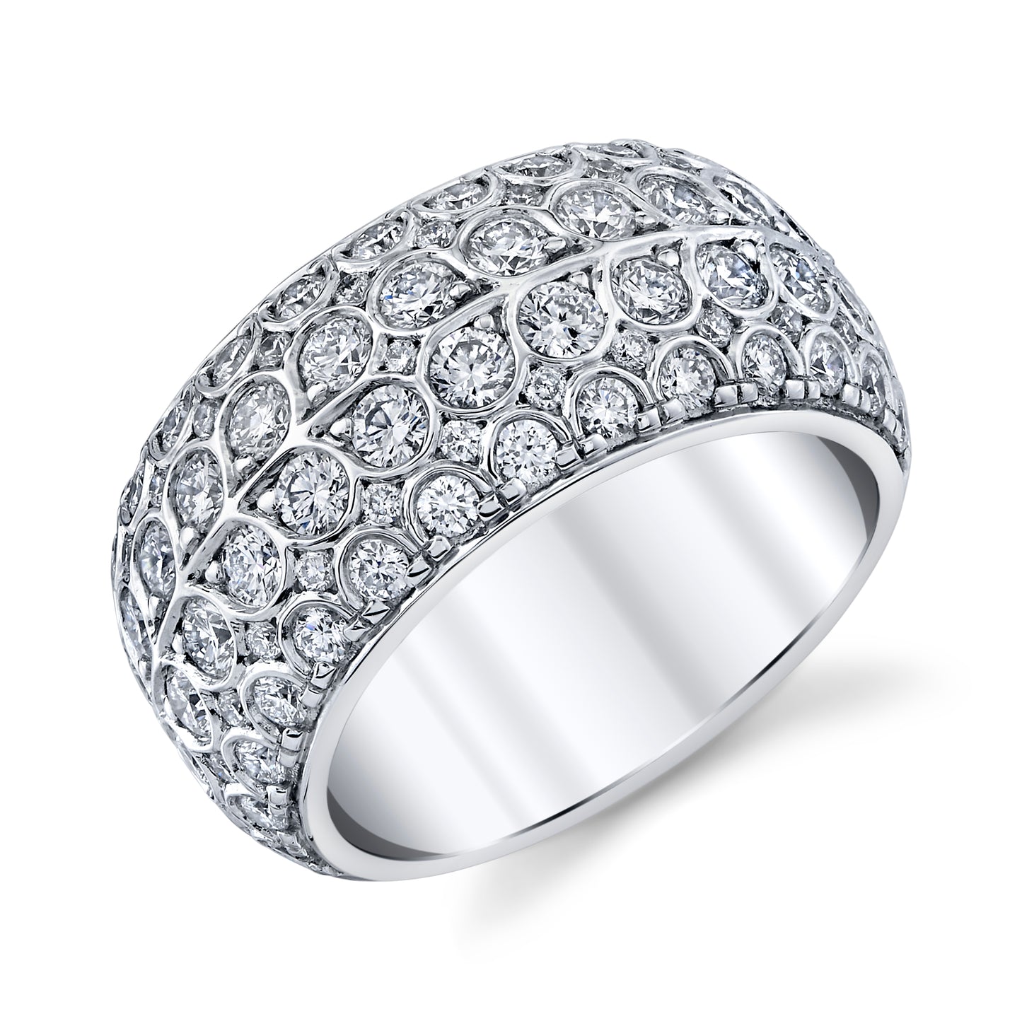 14K White Gold Wide Diamond Ring