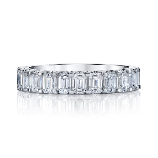 14K White Gold Petite Emerald Cut Diamond Eternity Ring