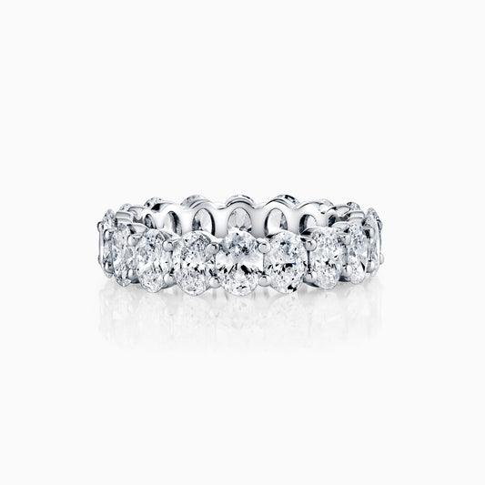 14K White Gold Oval Diamond Eternity Ring