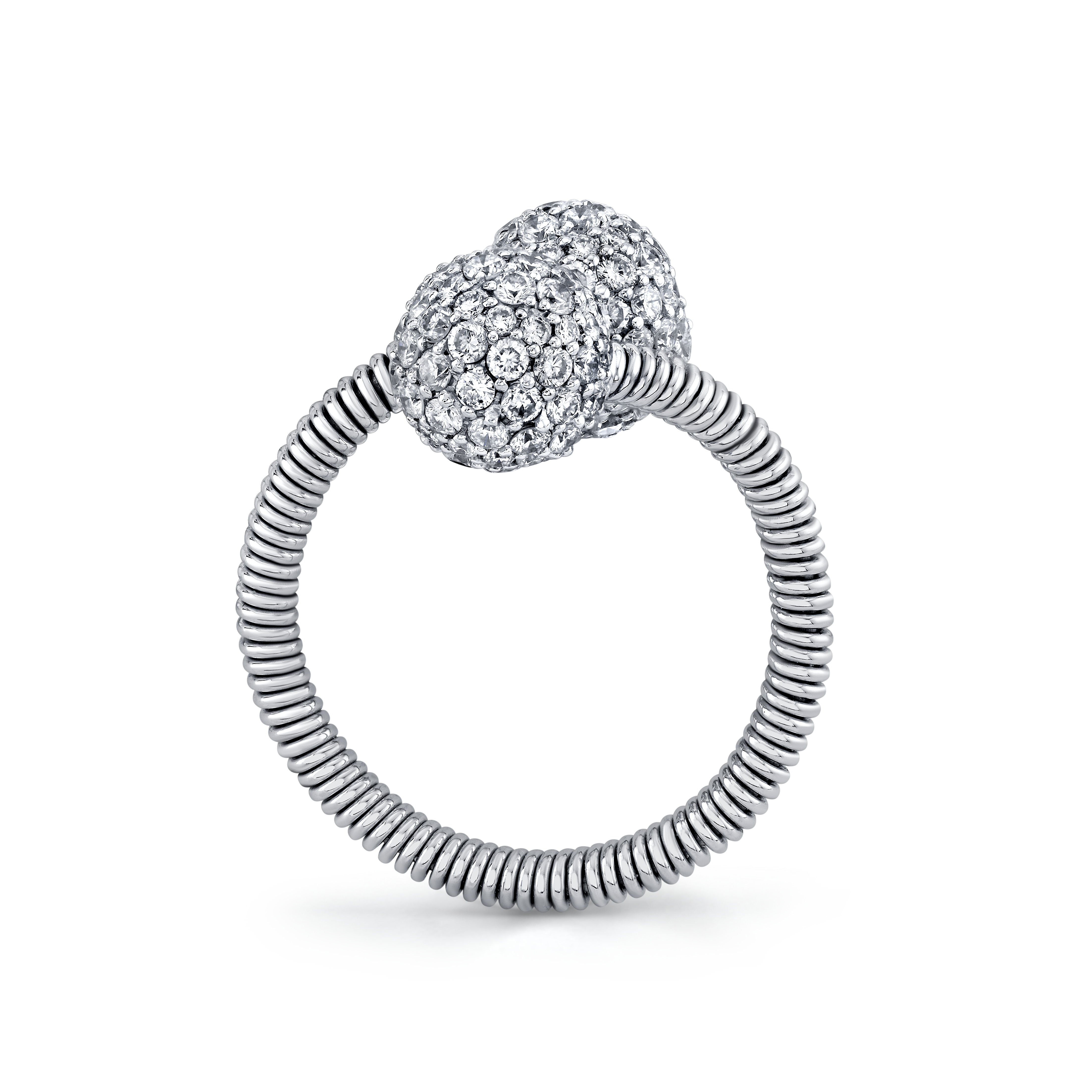 Fashion Ring With Diamond Pave Balls