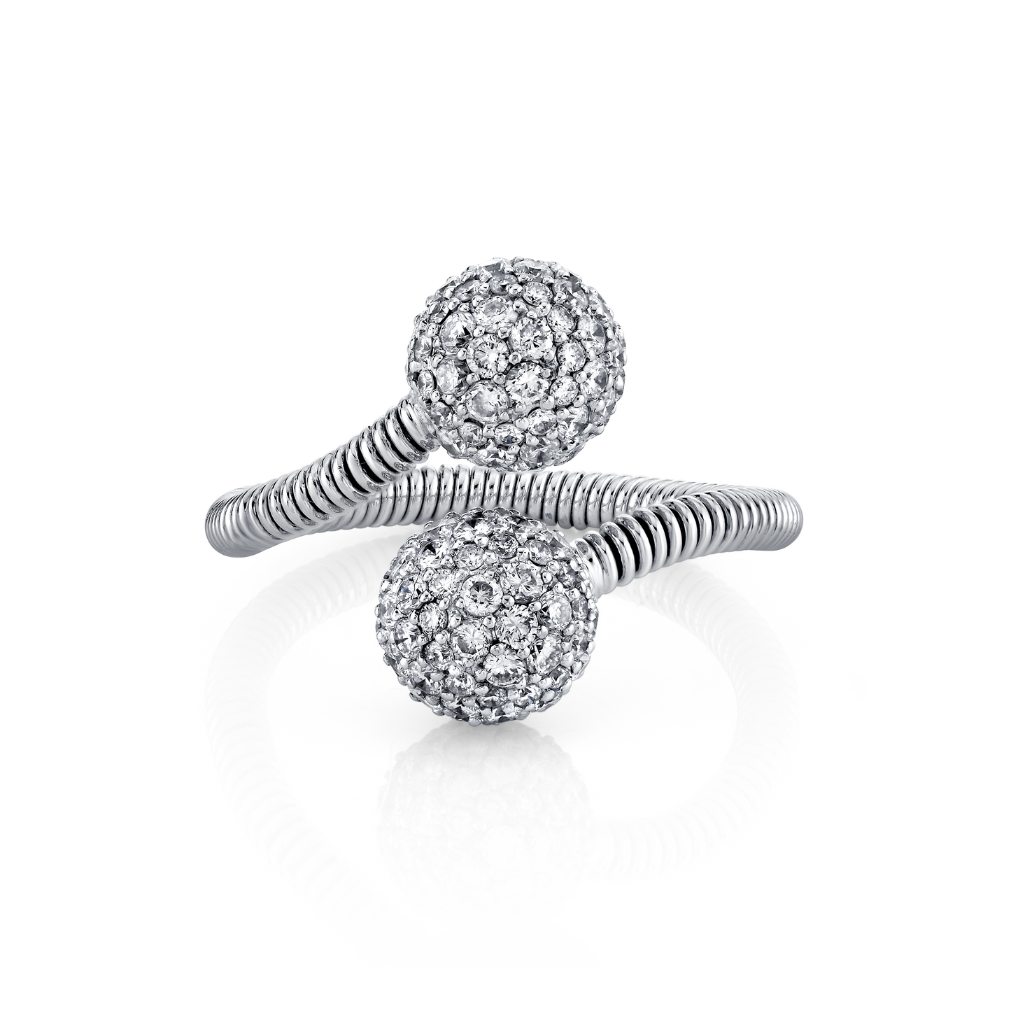 Fashion Ring With Diamond Pave Balls