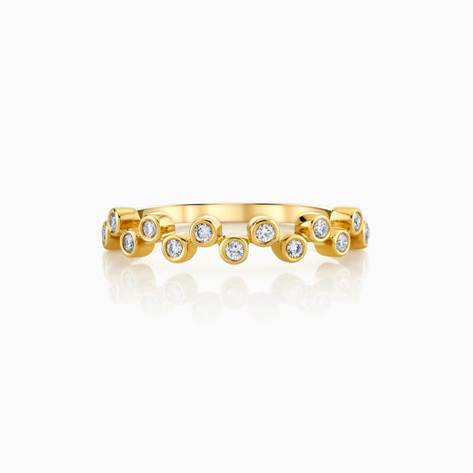 14K Yellow Gold Bezel Diamond Scatter Ring