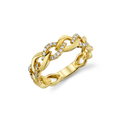Cable Link Design Fashion Ring With Pave Diamond Accents