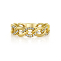 Cable Link Design Fashion Ring With Pave Diamond Accents