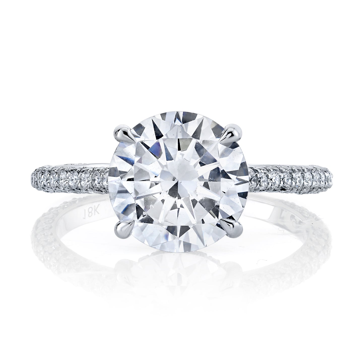 14K White Gold Signature Petite Three-Sized Pave Engagement Ring