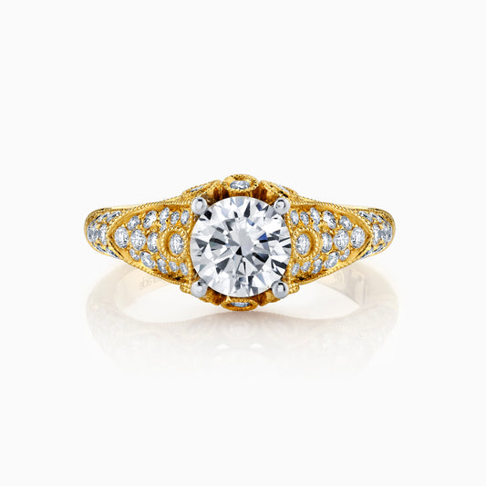 18K Yellow Gold Edwardian Era Inspired Diamond Engagement Ring