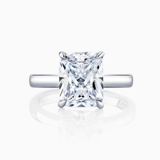 14K White Gold Radiant Cut Diamond Solitaire With Peek-a-Boo Diamonds