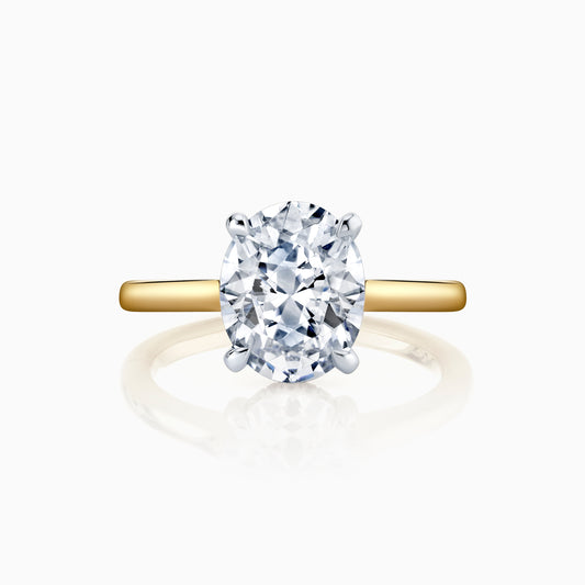 14K Yellow Gold Oval Hidden Halo Engagement Ring